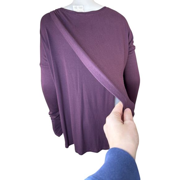 H by Bordeaux Women' Medium Purple Long Sleeve Top Ribbed Knit Stretch Open Back - Picture 8 of 14
